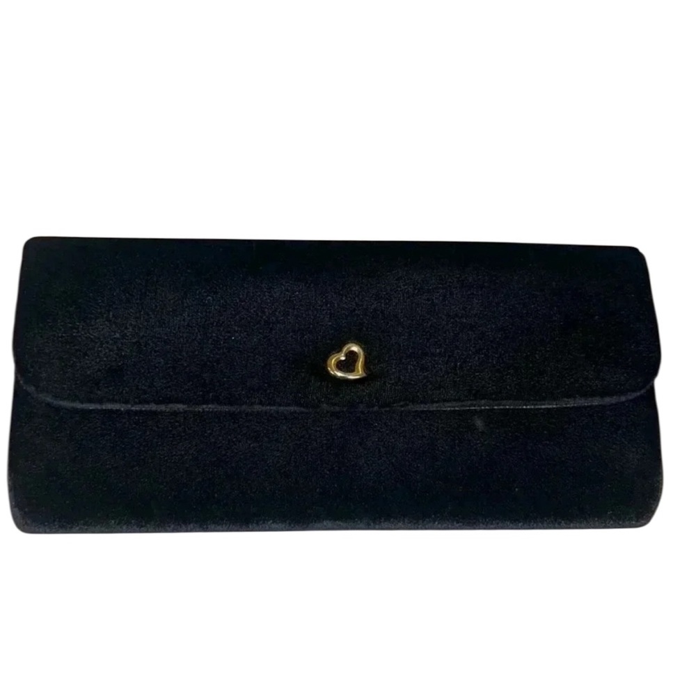 Victoria’s Secret Black Velvet Gold Heart Clutch